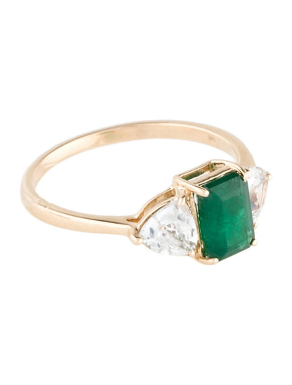 14K Emerald & Diamond Cocktail Ring