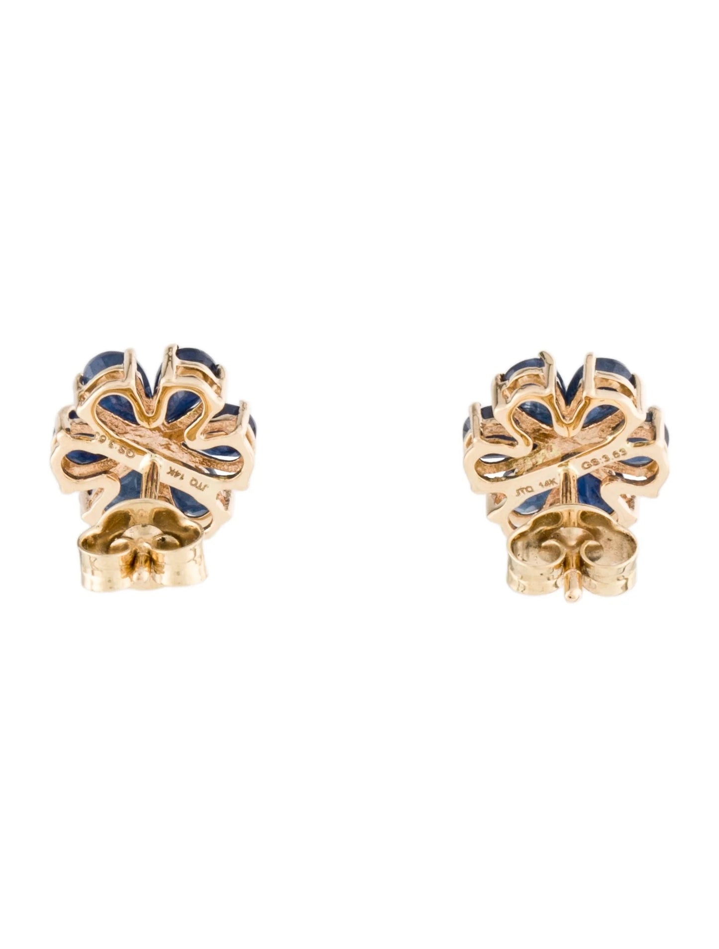 14K 3.24ctw Sapphire Flower Stud Earrings