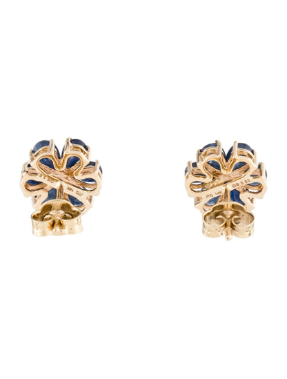 14K 3.24ctw Sapphire Flower Stud Earrings