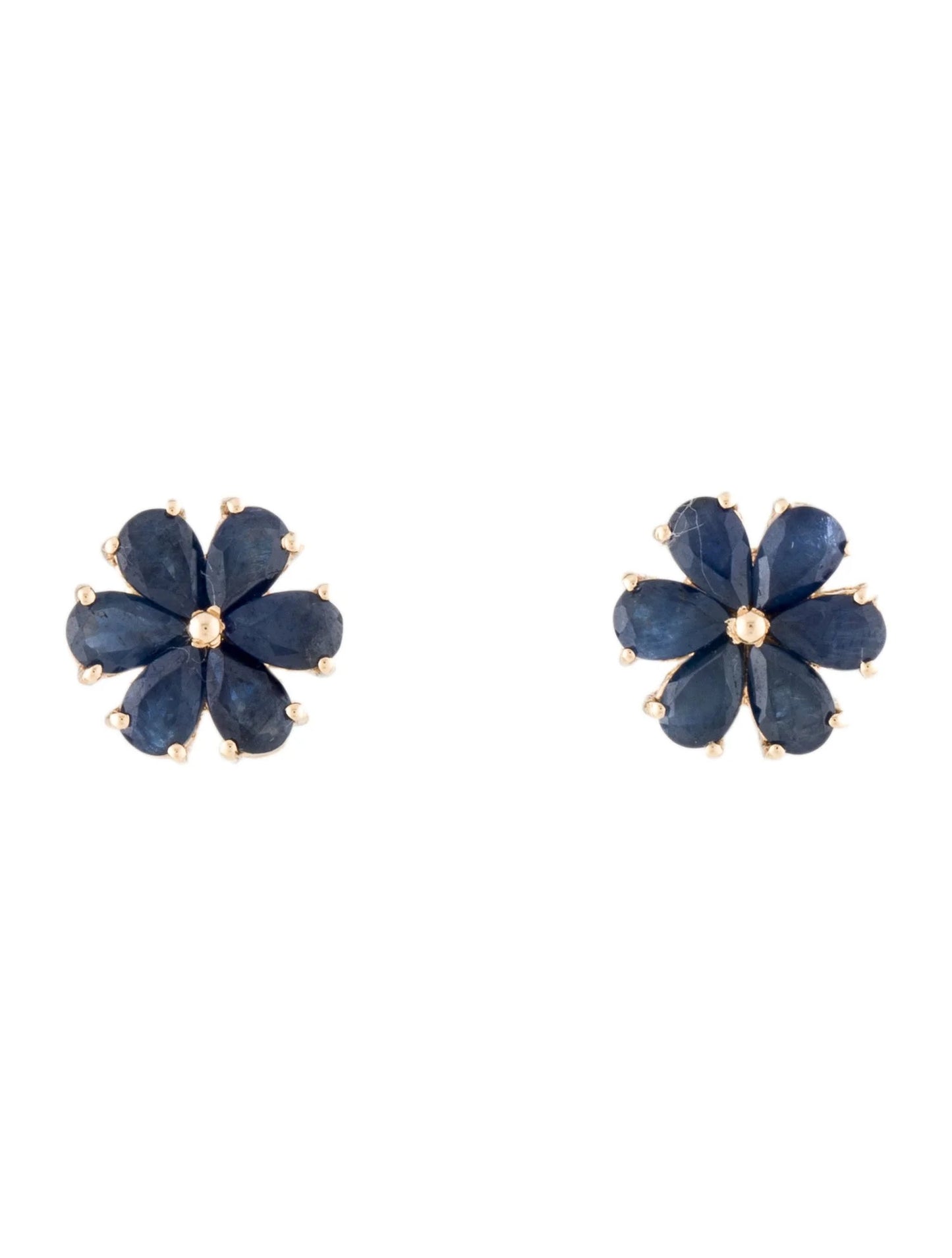 14K 3.24ctw Sapphire Flower Stud Earrings