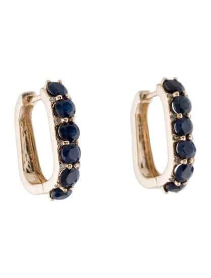 14K 4.63ctw Sapphire & Diamond Hoop Earrings