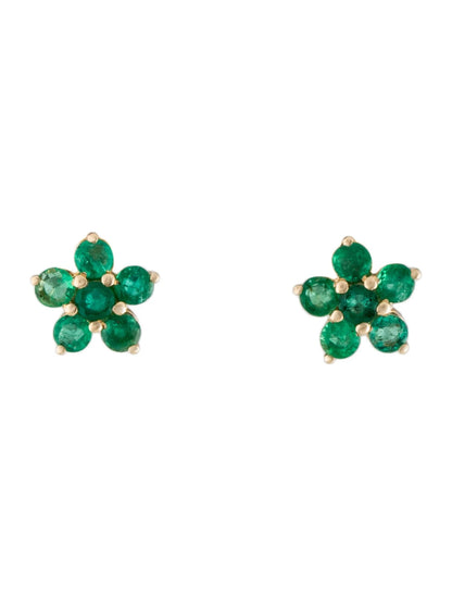 14K 1.01ctw Emerald Stud Earrings