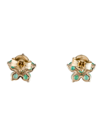 14K 1.01ctw Emerald Stud Earrings