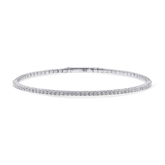 Flexible CZ Bangle in Sterling Silver