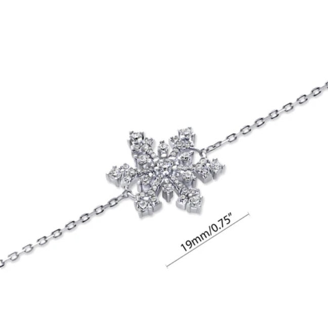 Snowflake CZ Charm Bracelet in Sterling Silver