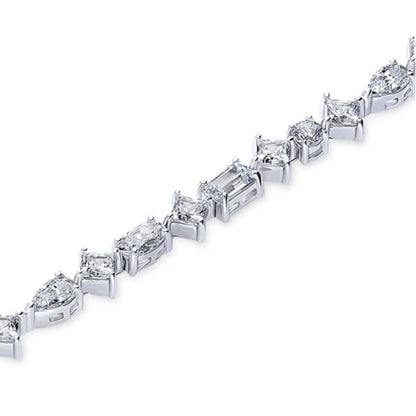 Cluster CZ Statement Tennis Bracelet in Sterling Silver