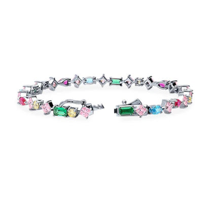 Cluster CZ Statement Tennis Bracelet in Sterling Silver