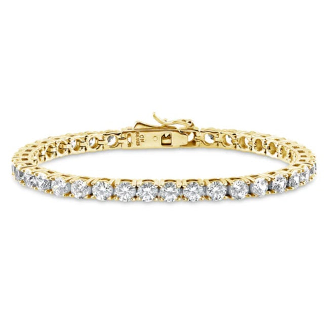 CZ Statement Tennis Bracelet in Gold Flashed Sterling Silver  (17)