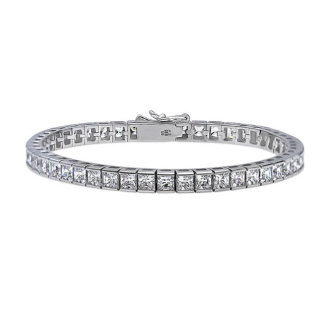 Bar Princess CZ Statement Tennis Bracelet in Sterling Silver