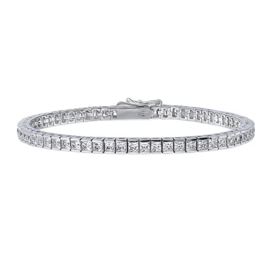 Bar Princess CZ Statement Tennis Bracelet in Sterling Silver