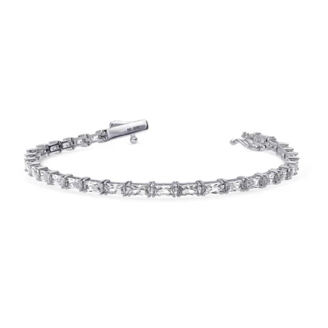 Baguette CZ Statement Tennis Bracelet in Sterling Silver