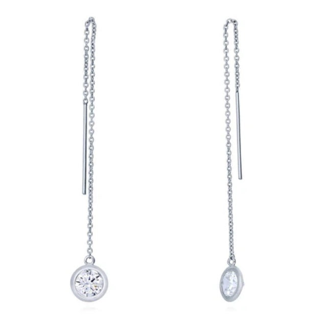 CZ Threader Earrings in Sterling Silver, 3 Pairs