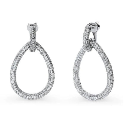 Teardrop CZ Statement Dangle Earrings in Sterling Silver