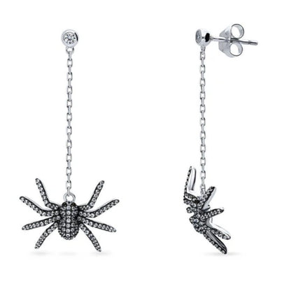 Spider CZ Dangle Earrings in Sterling Silver