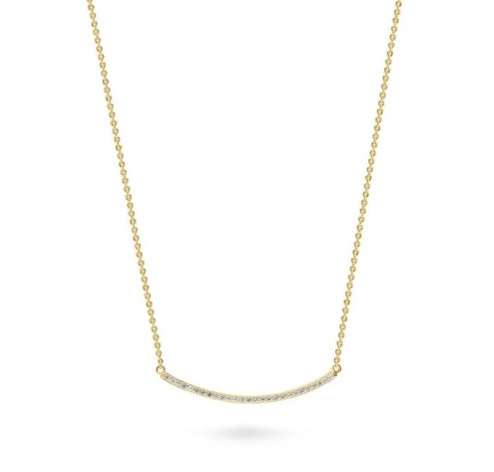 Bar CZ Pendant Necklace in Gold Flashed Sterling Silver