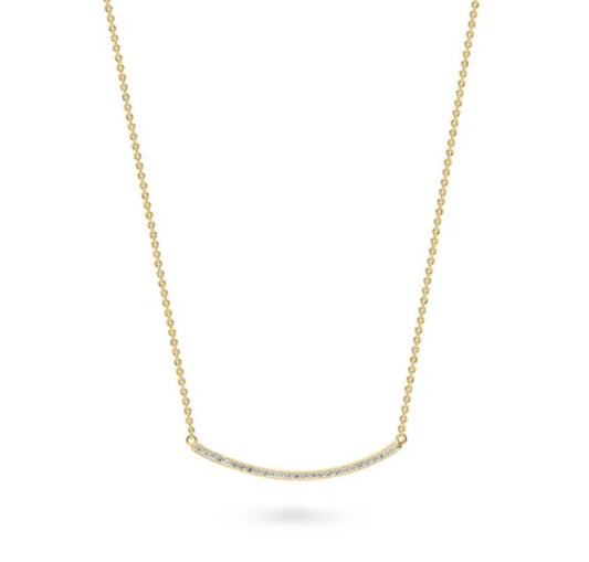 Bar CZ Pendant Necklace in Gold Flashed Sterling Silver