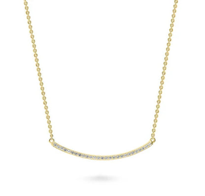 Bar CZ Pendant Necklace in Gold Flashed Sterling Silver