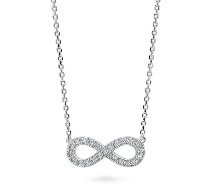 Infinity CZ Pendant Necklace in Sterling Silver