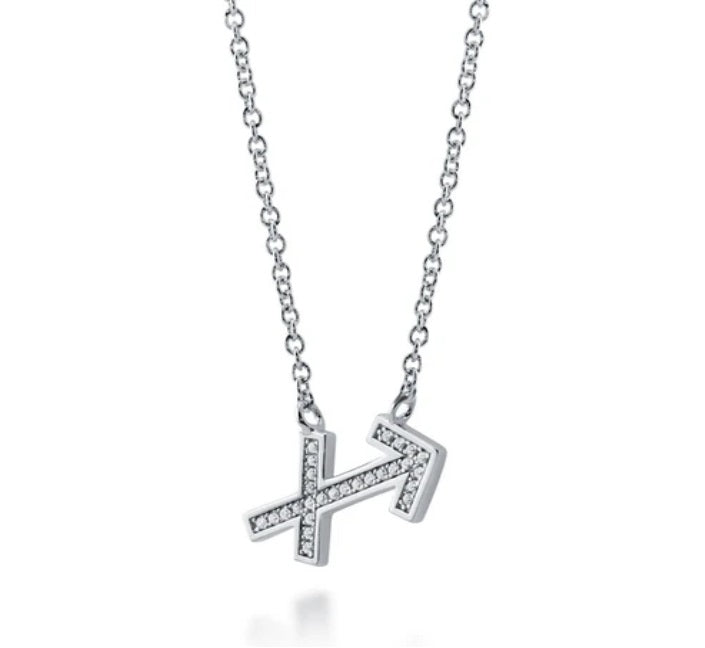 Zodiac Sagittarius CZ Pendant Necklace in Sterling Silver