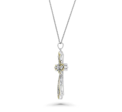 Cross Milgrain CZ Pendant Necklace in Sterling Silver