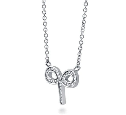 Zodiac Aries CZ Pendant Necklace in Sterling Silver