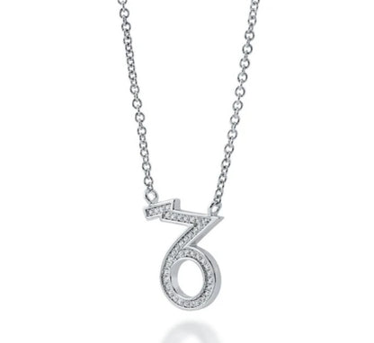 Zodiac Capricorn CZ Pendant Necklace in Sterling Silver