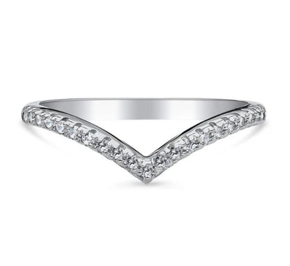 Wishbone CZ Curved Eternity Ring in Sterling Silver