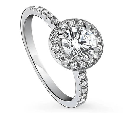 Halo Round CZ Ring in Sterling Silver