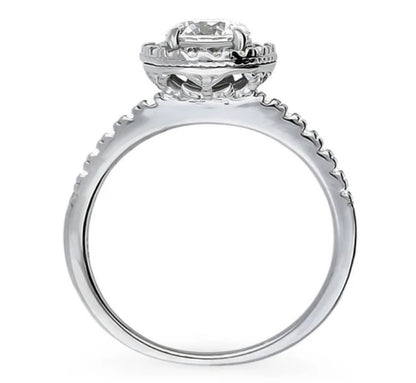 Halo Round CZ Ring in Sterling Silver