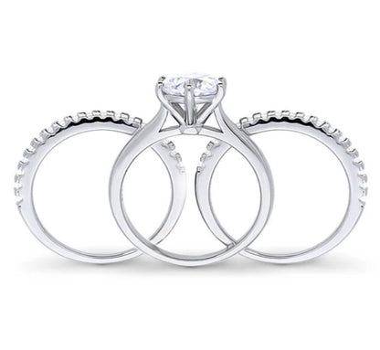 Solitaire 2ct Round CZ Ring Set in Sterling Silver