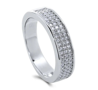 Micro Pave Set CZ Half Eternity Ring in Sterling Silver